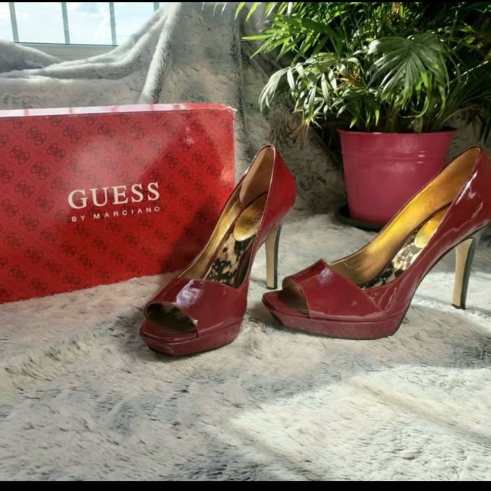 Guess by Marciano Red Patent Leather Stiletto Heels